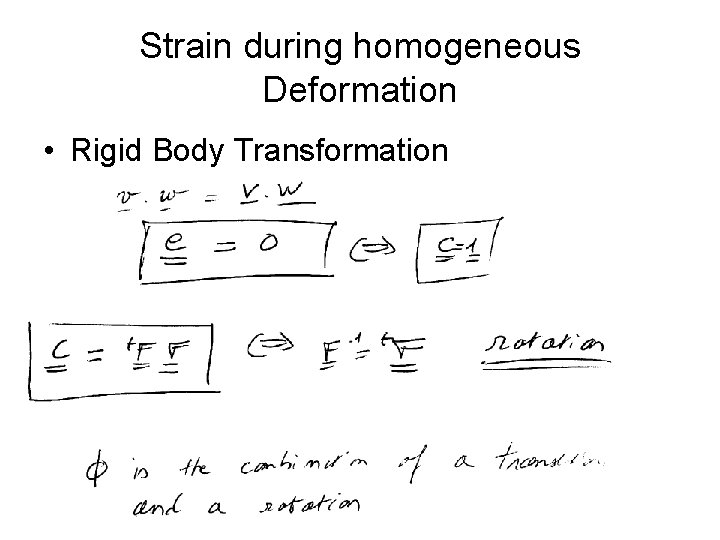 Strain during homogeneous Deformation • Rigid Body Transformation Strain during homogeneous Deformation • Rigid Body Transformation