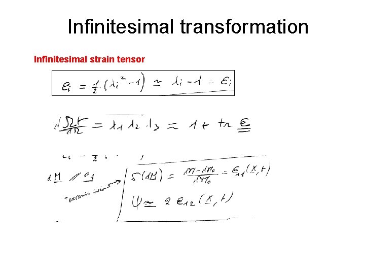Infinitesimal transformation Infinitesimal strain tensor Infinitesimal transformation Infinitesimal strain tensor