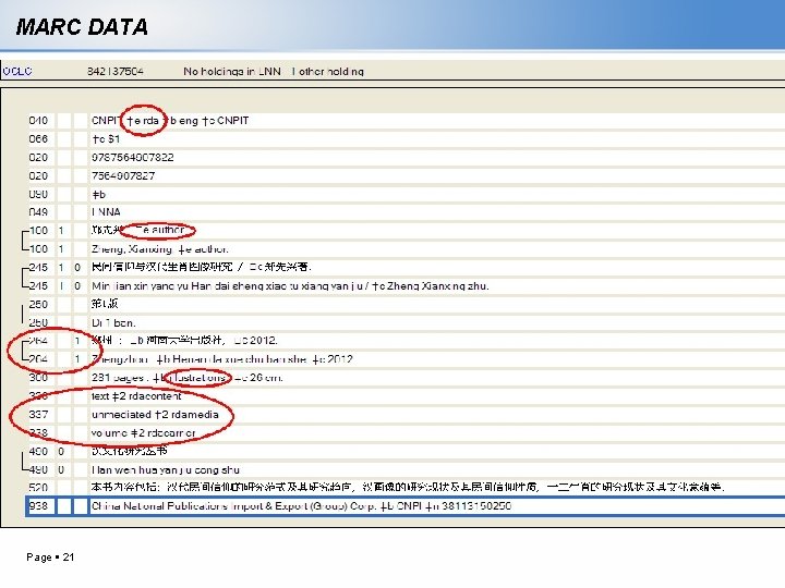 MARC DATA Page 21 