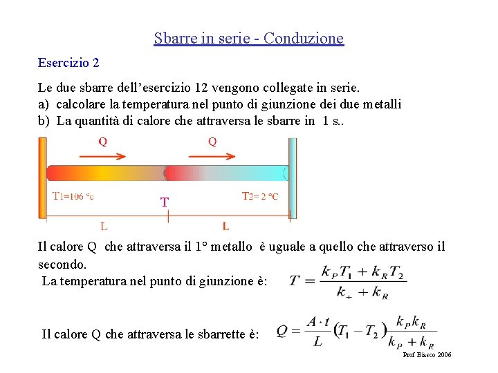 Sbarre in serie - Conduzione Esercizio 2 Le due sbarre dell’esercizio 12 vengono collegate