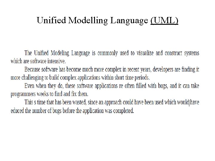 Unified Modelling Language (UML) 