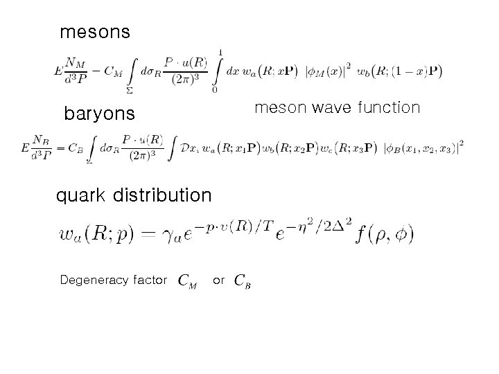 mesons meson wave function baryons quark distribution Degeneracy factor or 