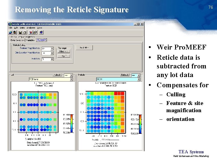 76 Removing the Reticle Signature • Weir Pro. MEEF • Reticle data is subtracted