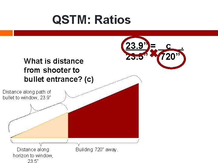 QSTM: Ratios What is distance from shooter to bullet entrance? (c) Distance along path
