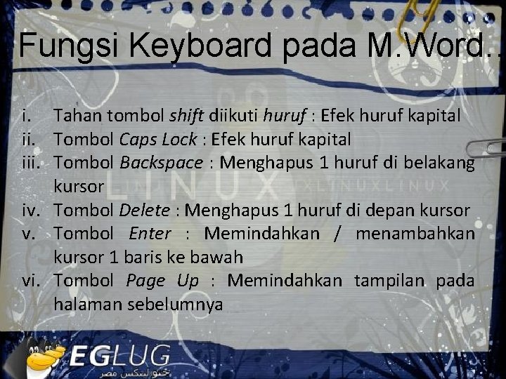 Fungsi Keyboard pada M. Word… i. Tahan tombol shift diikuti huruf : Efek huruf
