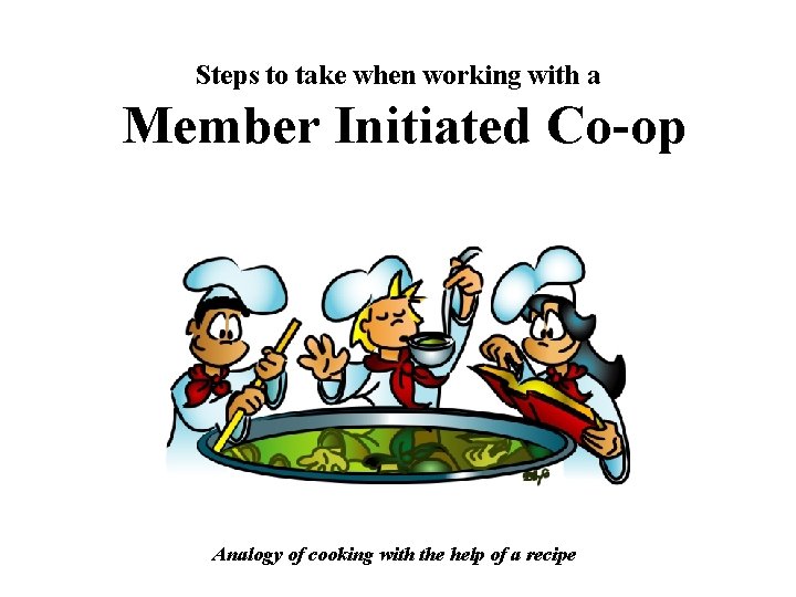 Steps to take when working with a Member Initiated Co-op Analogy of cooking with