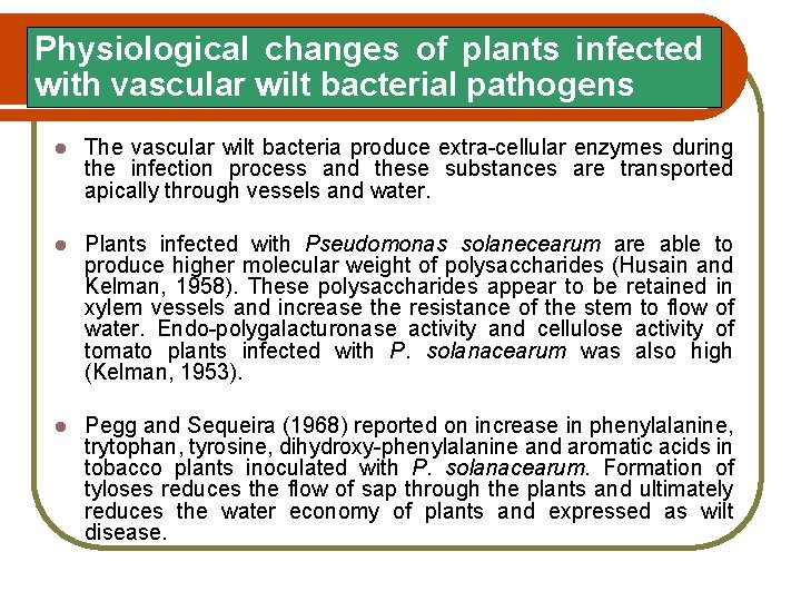 Physiological changes of plants infected with vascular wilt bacterial pathogens l The vascular wilt