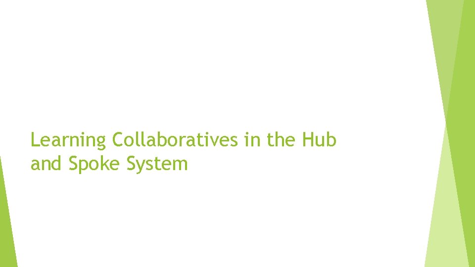 Learning Collaboratives in the Hub and Spoke System 