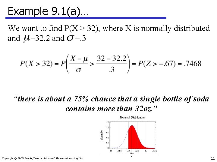 Example 9. 1(a)… We want to find P(X > 32), where X is normally