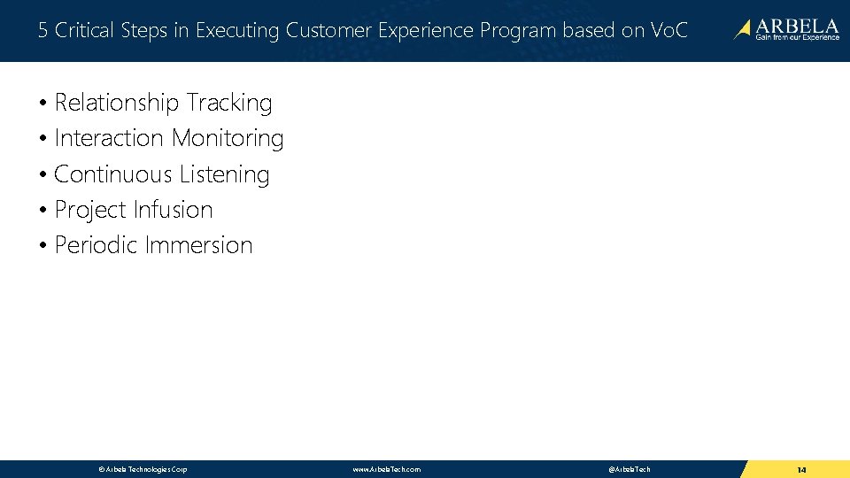 5 Critical Steps in Executing Customer Experience Program based on Vo. C • Relationship