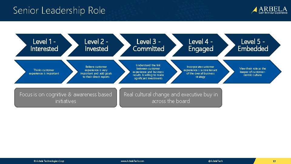 Senior Leadership Role Level 1 Interested Level 2 Invested Level 3 Committed Level 4