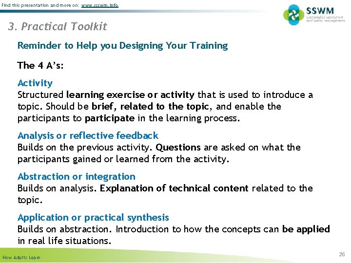 Find this presentation and more on: www. ssswm. info. 3. Practical Toolkit Reminder to
