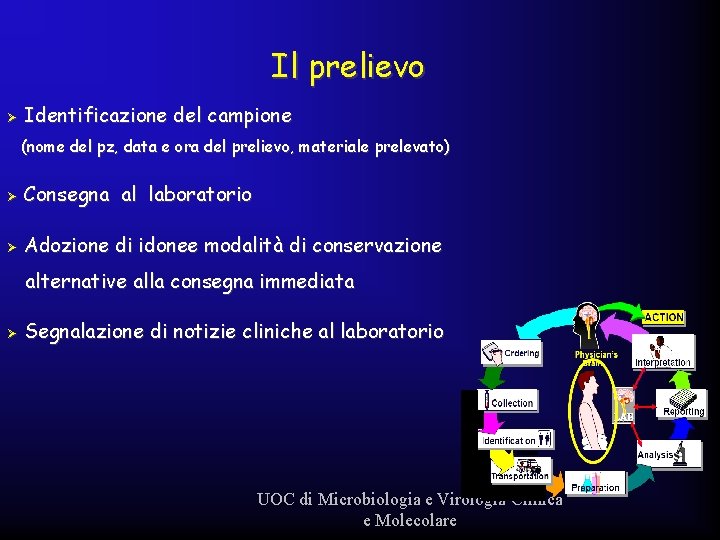 Il prelievo Ø Identificazione del campione (nome del pz, data e ora del prelievo,