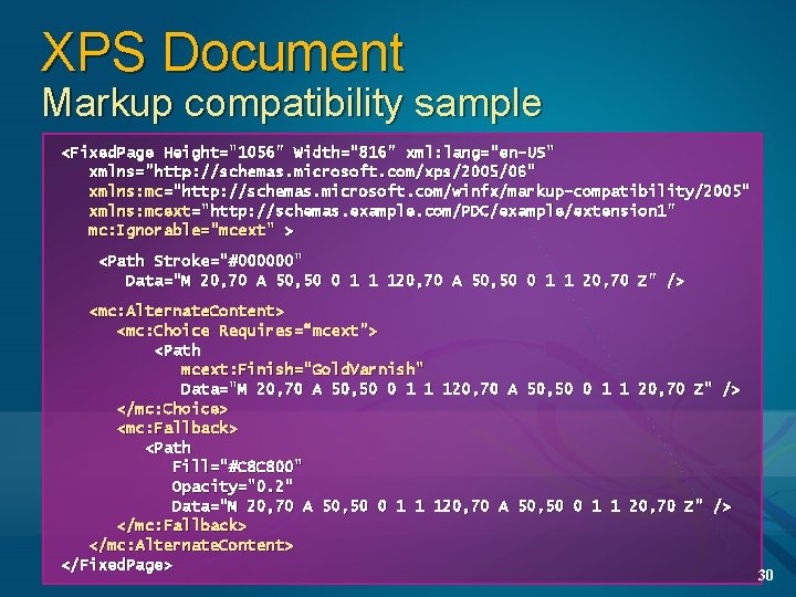 XPS Document Markup compatibility sample <Fixed. Page Height="1056" Width="816" xml: lang="en-US" xmlns="http: //schemas. microsoft.