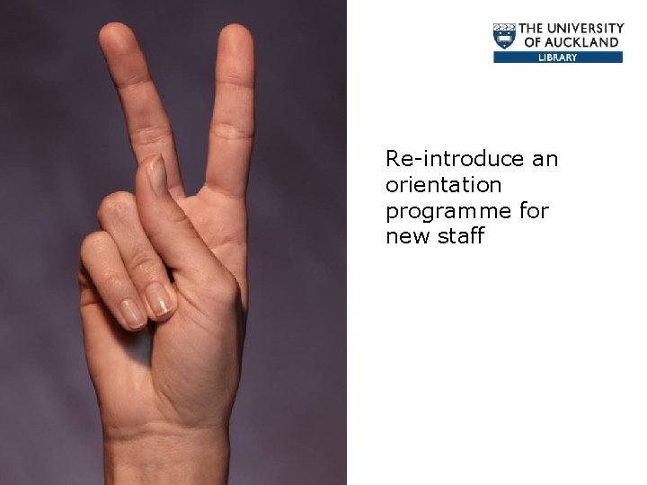 Re-introduce an orientation programme for new staff 
