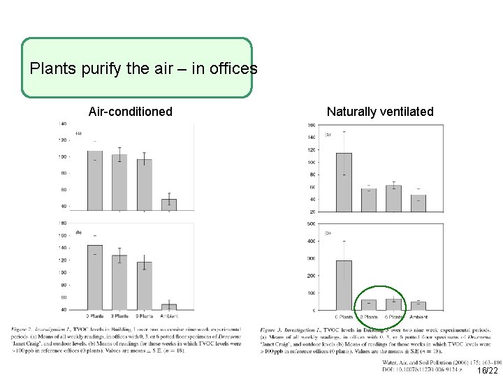 Plants purify the air – in offices Air-conditioned Naturally ventilated 16/22 