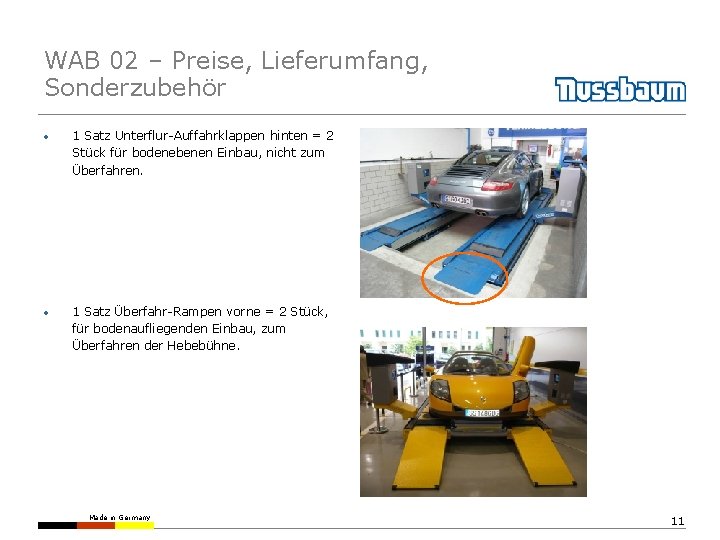 WAB 02 – Preise, Lieferumfang, Sonderzubehör • 1 Satz Unterflur-Auffahrklappen hinten = 2 Stück