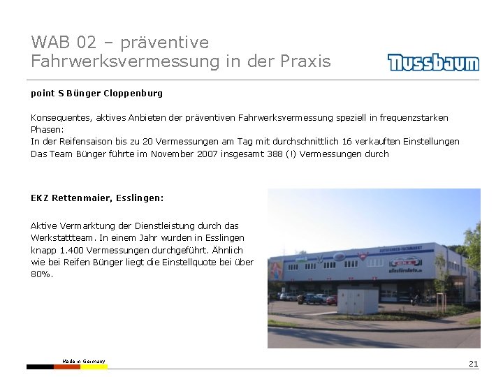 WAB 02 – präventive Fahrwerksvermessung in der Praxis point S Bünger Cloppenburg Konsequentes, aktives