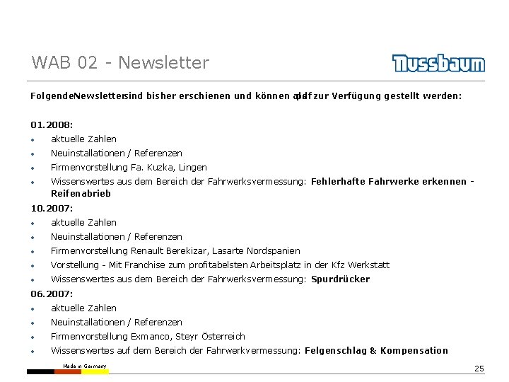 WAB 02 - Newsletter Folgende. Newslettersind bisher erschienen und können als pdf zur Verfügung