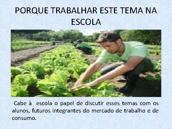 PORQUE TRABALHAR ESTE TEMA NA ESCOLA Cabe à escola o papel de discutir esses