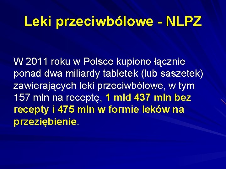 Leki przeciwbólowe - NLPZ W 2011 roku w Polsce kupiono łącznie ponad dwa miliardy