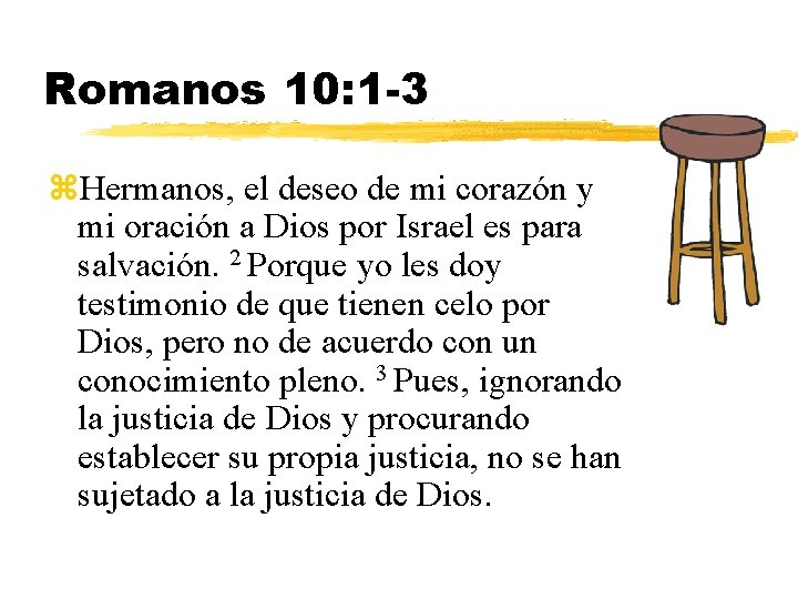 Romanos 10: 1 -3 z. Hermanos, el deseo de mi corazón y mi oración