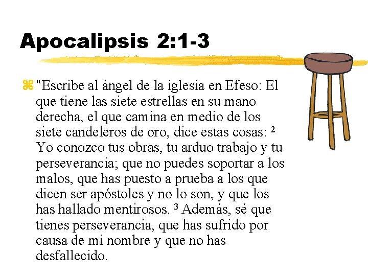 Apocalipsis 2: 1 -3 z "Escribe al ángel de la iglesia en Efeso: El