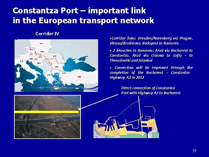 Constantza Port – important link in the European transport network Corridor IV • Corridor