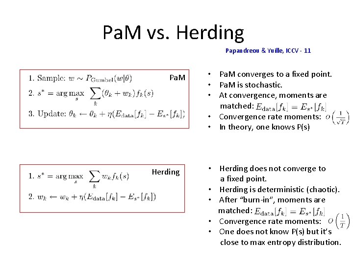 Pa. M vs. Herding Papandreou & Yuille, ICCV - 11 Pa. M Herding •