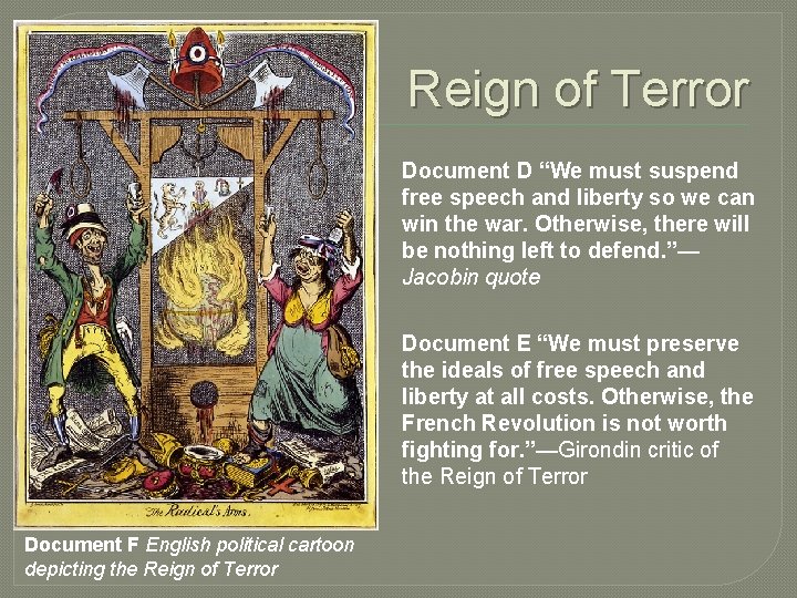Reign of Terror Document D “We must suspend free speech and liberty so we