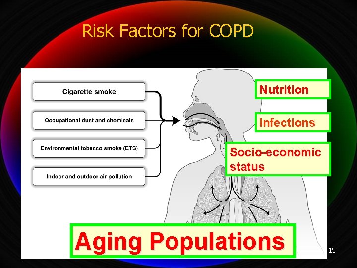 Risk Factors for COPD Nutrition Infections Socio-economic status Aging Populations 15 