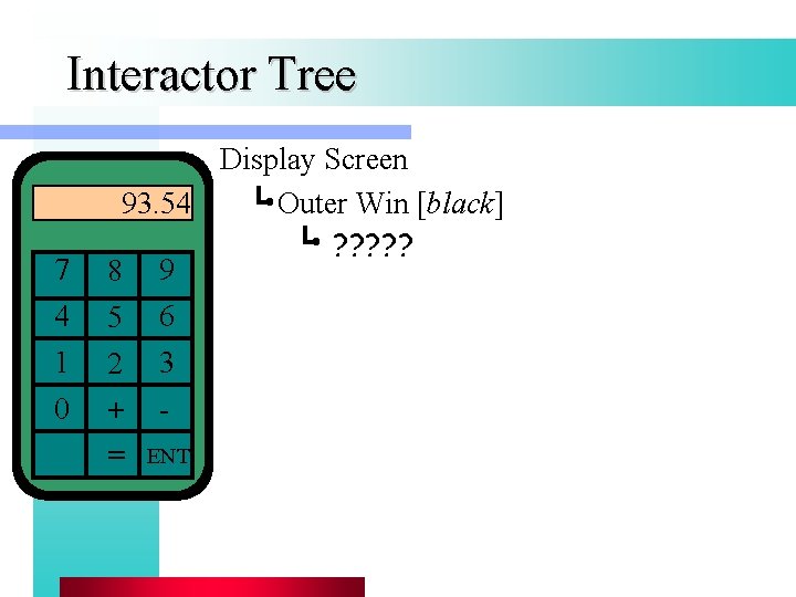 Interactor Tree 7 4 1 0 Display Screen 93. 54 Outer Win [black] ?