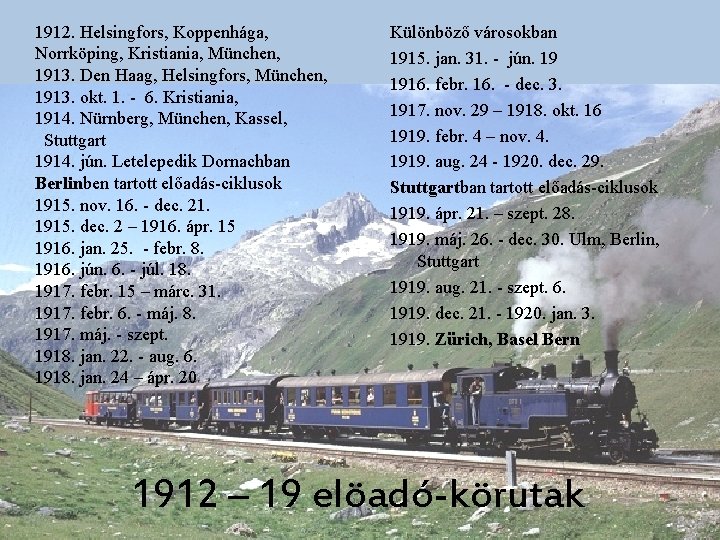 1912. Helsingfors, Koppenhága, Norrköping, Kristiania, München, 1913. Den Haag, Helsingfors, München, 1913. okt. 1.