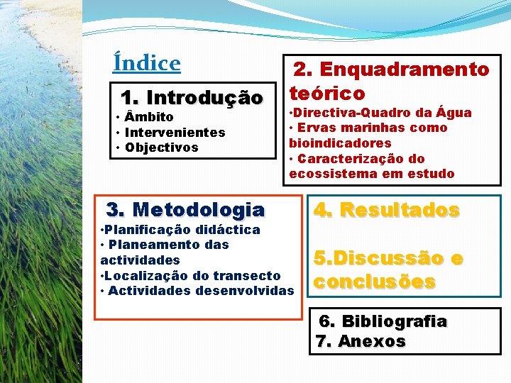 Índice 1. Introdução • mbito • Intervenientes • Objectivos 3. Metodologia 2. Enquadramento teórico