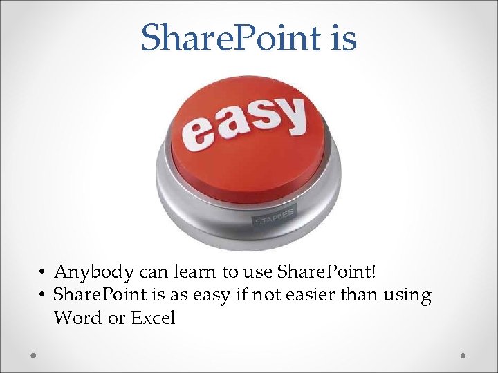 Share. Point is • Anybody can learn to use Share. Point! • Share. Point