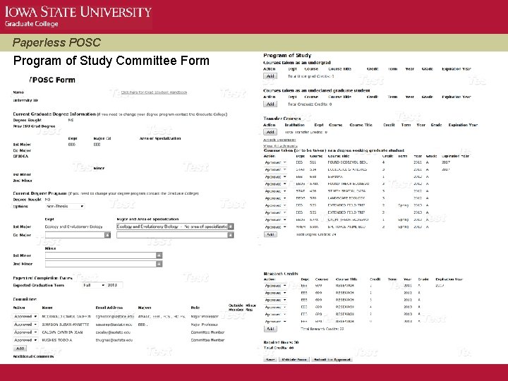 Paperless POSC Program of Study Committee Form 