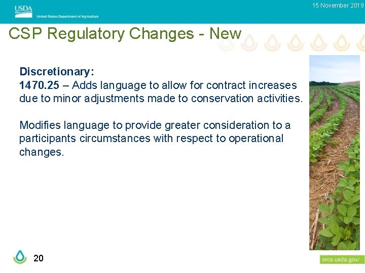 15 November 2019 CSP Regulatory Changes - New Discretionary: 1470. 25 – Adds language