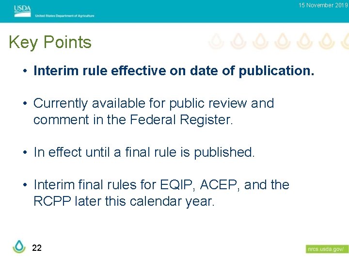 15 November 2019 Key Points • Interim rule effective on date of publication. •