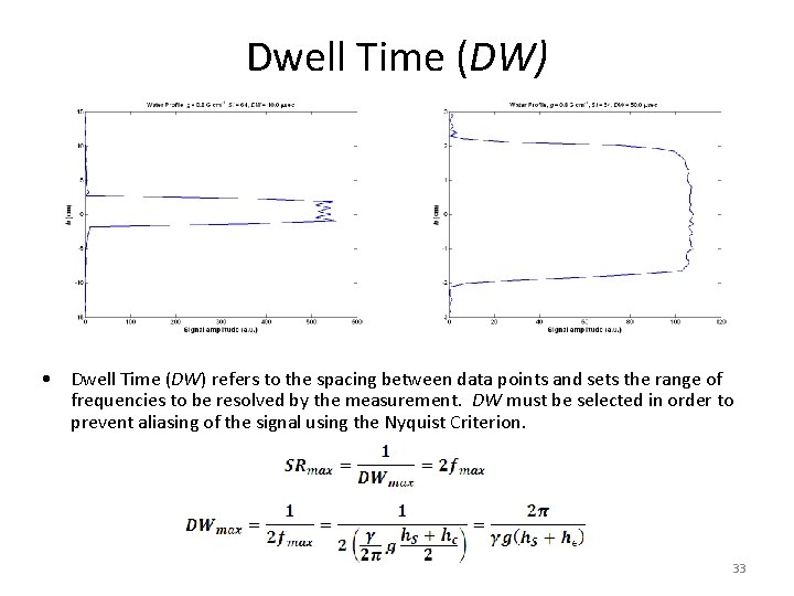 Dwell Time (DW) • Dwell Time (DW) refers to the spacing between data points