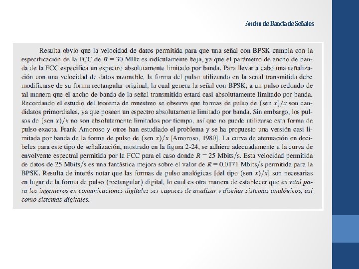 Ancho de Banda de Señales Ancho de Banda de Señales