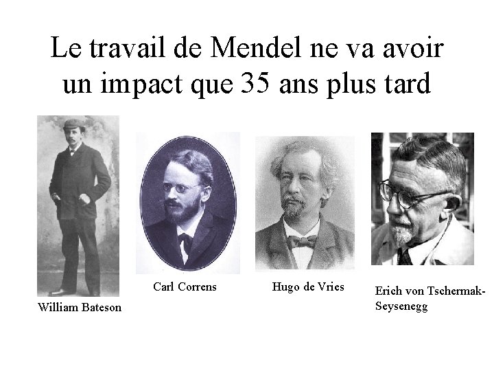 Le travail de Mendel ne va avoir un impact que 35 ans plus tard