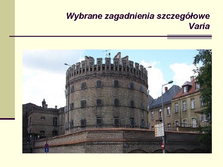 Wybrane zagadnienia szczegółowe Varia Wybrane zagadnienia szczegółowe Varia