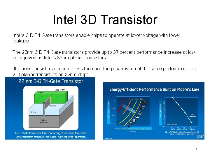 Intel 3 D Transistor Intel's 3 -D Tri-Gate transistors enable chips to operate at