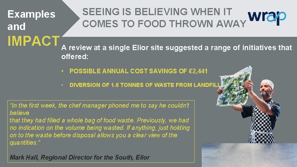 SEEING IS BELIEVING WHEN IT COMES TO FOOD THROWN AWAY Examples and IMPACT A