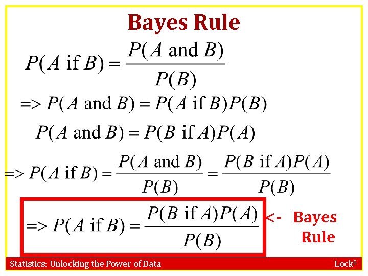 Bayes Rule <- Bayes Rule Statistics: Unlocking the Power of Data Lock 5 