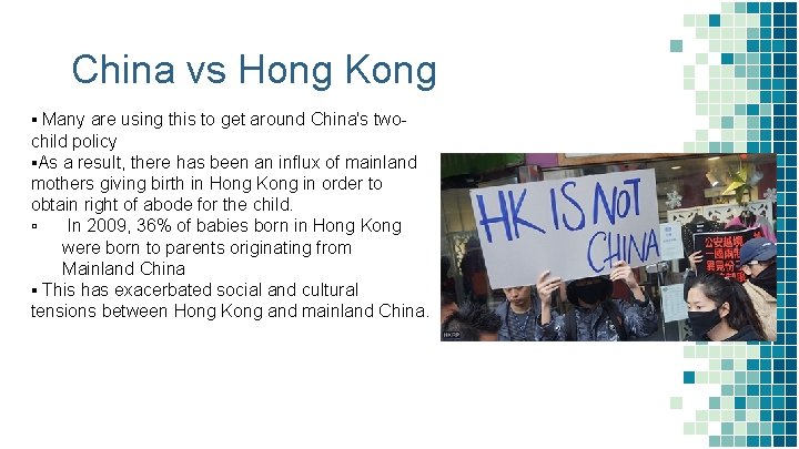 China vs Hong Kong ▪ Many are using this to get around China's twochild