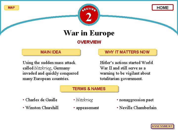 HOME MAP 2 War in Europe OVERVIEW MAIN IDEA WHY IT MATTERS NOW Using HOME MAP 2 War in Europe OVERVIEW MAIN IDEA WHY IT MATTERS NOW Using