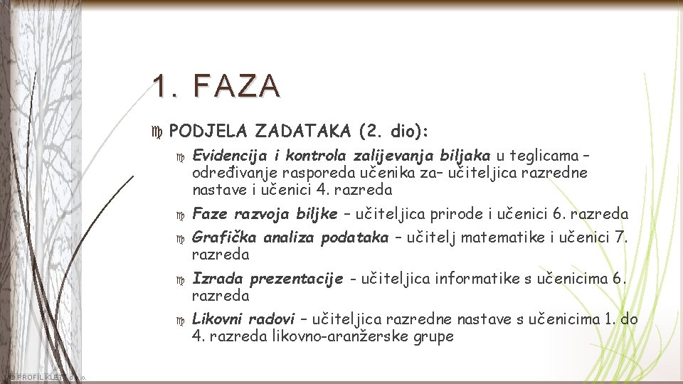 1. FAZA PODJELA ZADATAKA (2. dio): © PROFIL KLETT d. o. o. Evidencija i