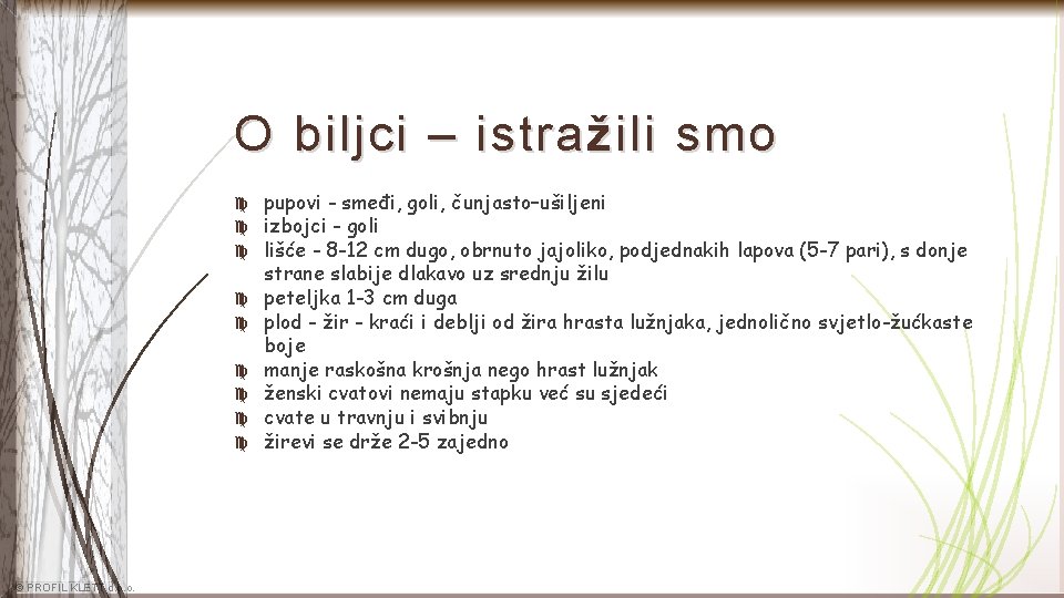 O biljci – istra ž ili smo © PROFIL KLETT d. o. o. pupovi