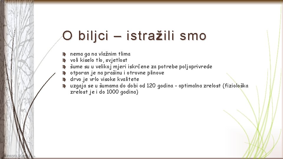 O biljci – istra ž ili smo © PROFIL KLETT d. o. o. nema